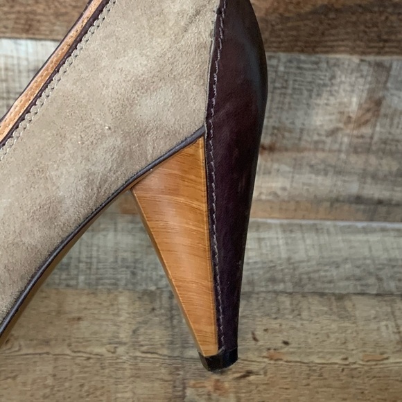 Fossil tan suede leather peep toe heels Size 7 - Picture 5 of 10